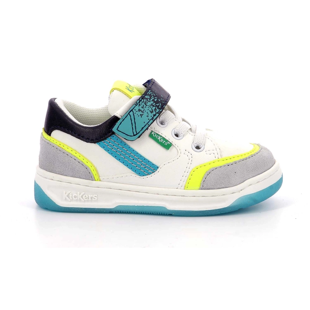 Buty miejskie KICKERS KOUIC BLANC GRIS FLUO dziecięce