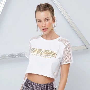 Top damski LABELLAMAFIA CROP TOP GREY&GOLD