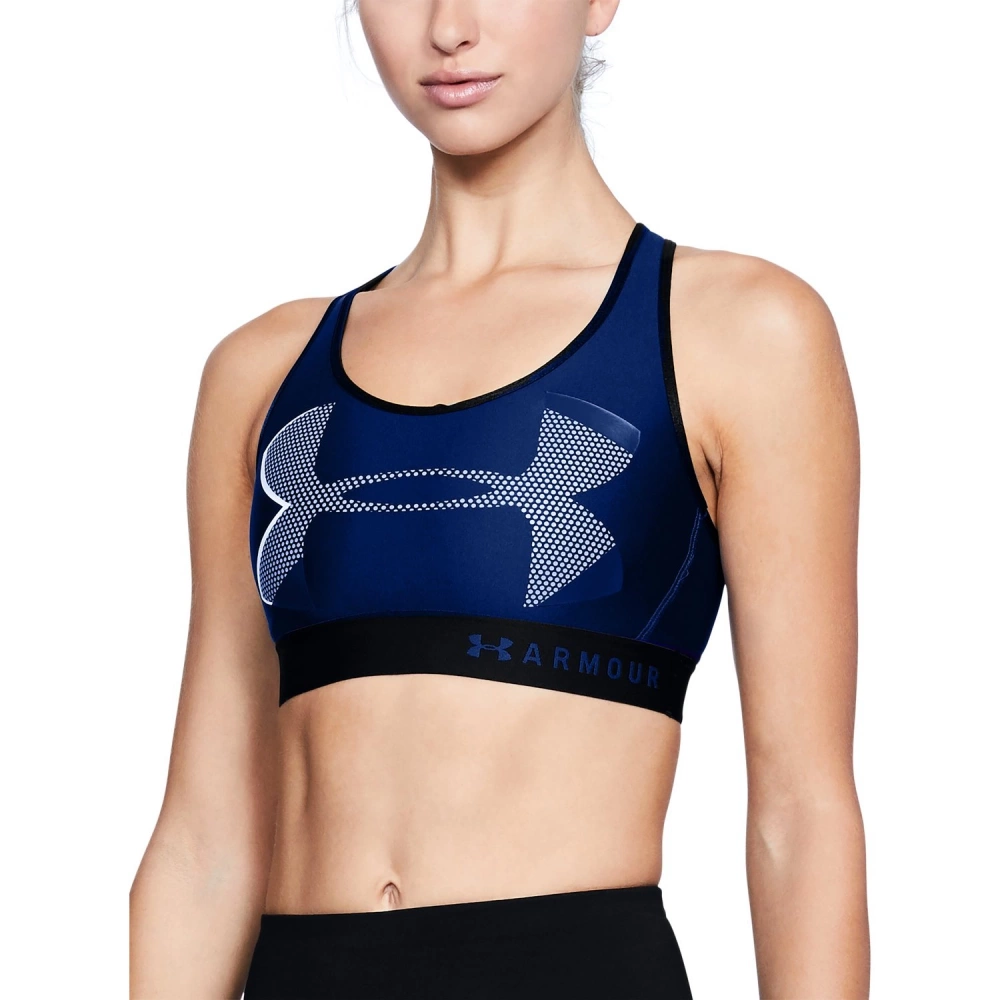 Biustonosz sportowy UA ARMOUR MID KEYHOLE BIG LOGO 