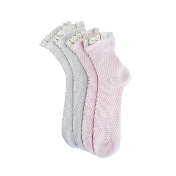 Skarpety damskie LEMON 2PK WOMENS NON TERRY TEXTURE LACE CREW