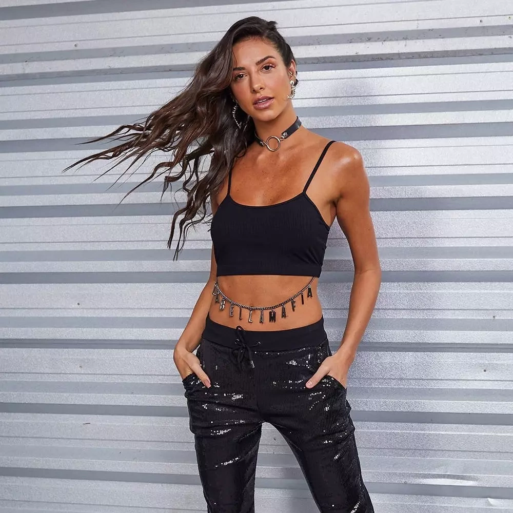 Biustonosz sportowy LABELLAMAFIA CROPPED LOGOMANIA BLACK