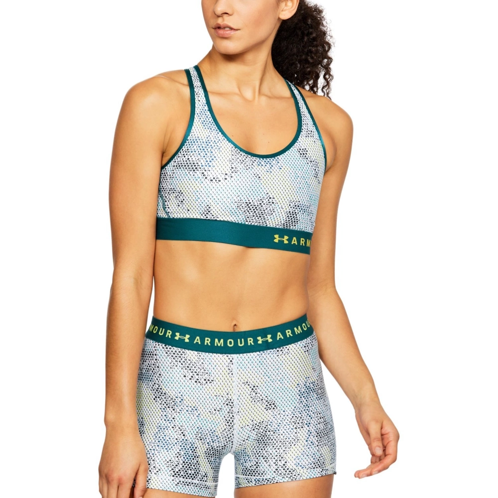 Biustonosz sportowy UA ARMOUR MID KEHOLE PRINT 