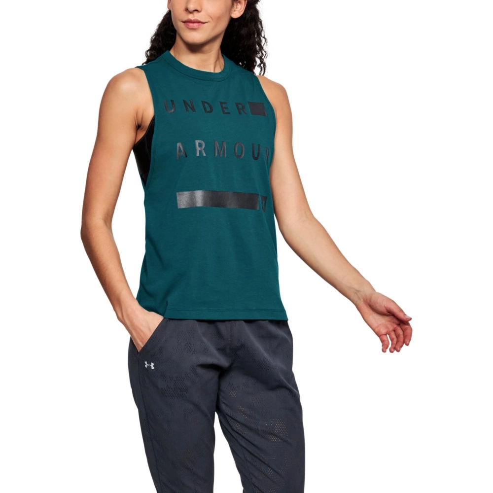 Koszulka damska Under Amour MUSCLE TANK LINEAR WORDMARK 