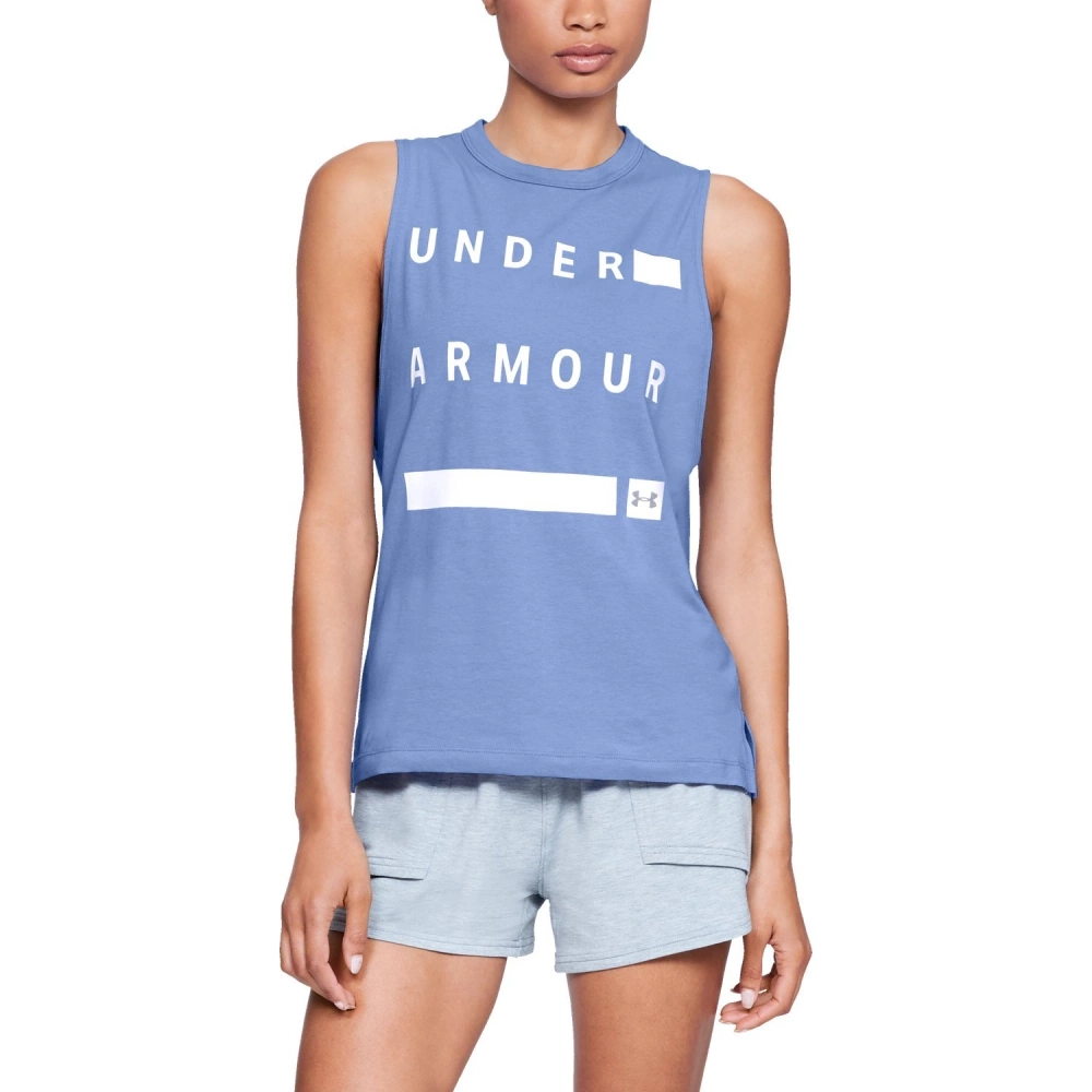 Koszulka damska Under Amour MUSCLE TANK LINEAR WORDMARK 
