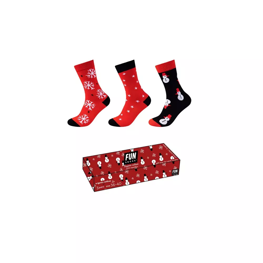 Skarpety FUNSOCKS UNISEX ORGANIC COTTON CHRISTMAS SOCKS IN BOX 3P