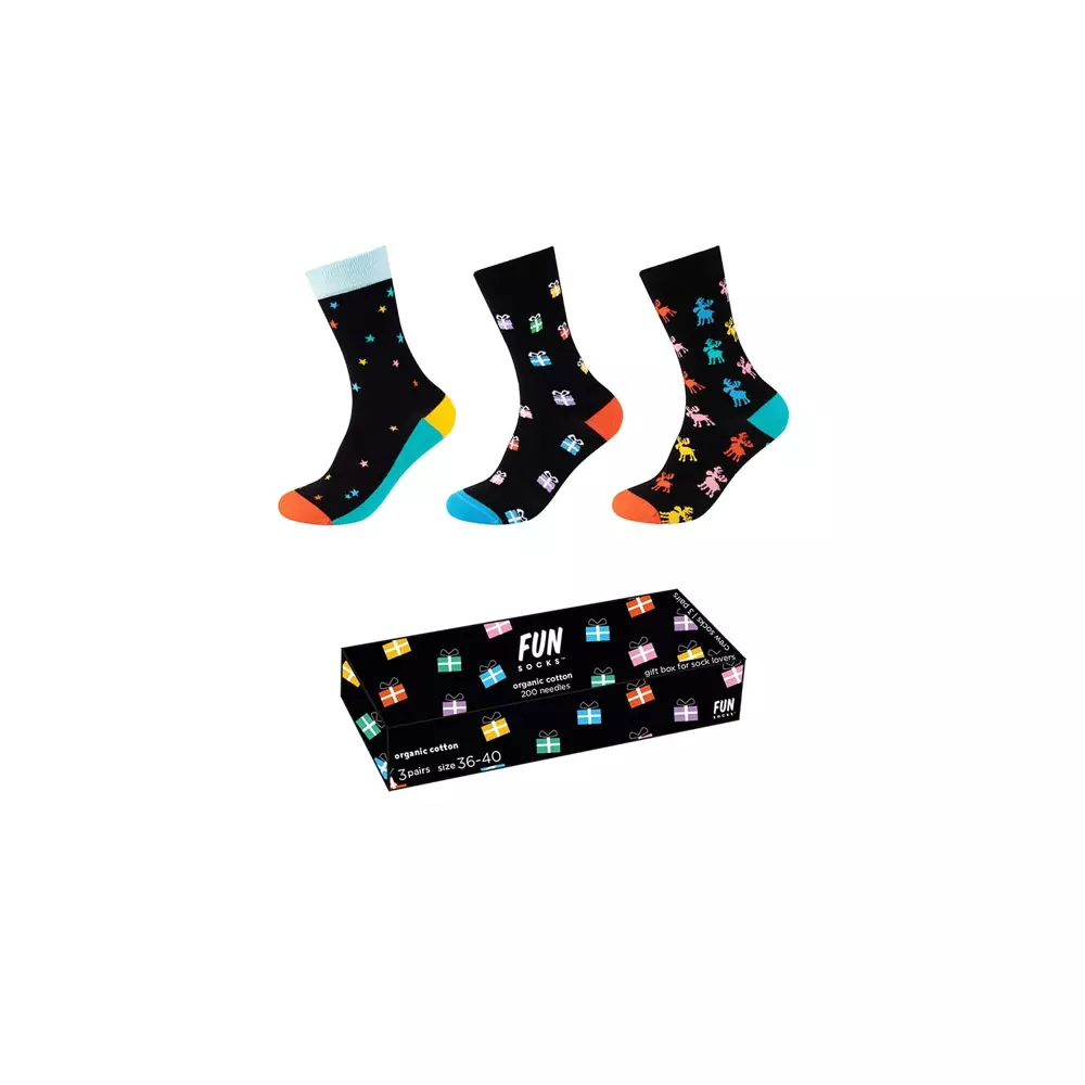 Skarpety FUNSOCKS UNISEX ORGANIC COTTON CHRISTMAS SOCKS IN BOX 3P