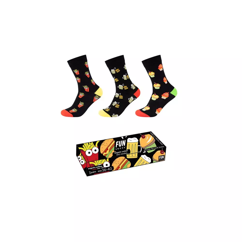 Skarpety FUNSOCKS UNISEX ORGANIC COTTON MOTIFS SOCKS BOX 3P